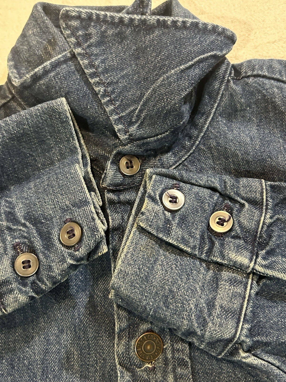 1970s Levis Denim Big E Daggercollar Button Up Sh… - image 6