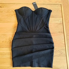 Nasty Gal Black Bandage Dress NWT Size M Corset Style Bodycon Baddie Glam Club
