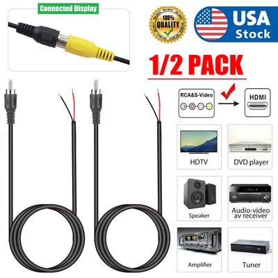2PCS RCA to Bare Wire Speaker Cable Plug Adapter AV Receiver Replacement Plug US