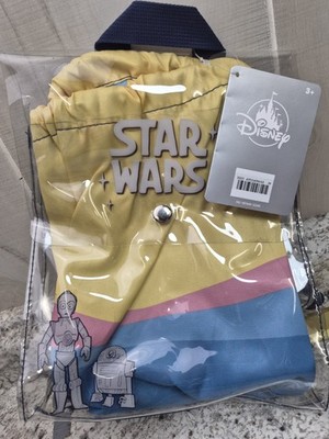Disney Star Wars C-3PO R2-D2 Clear PVC Drawstring Backpack Carrying Case 3+