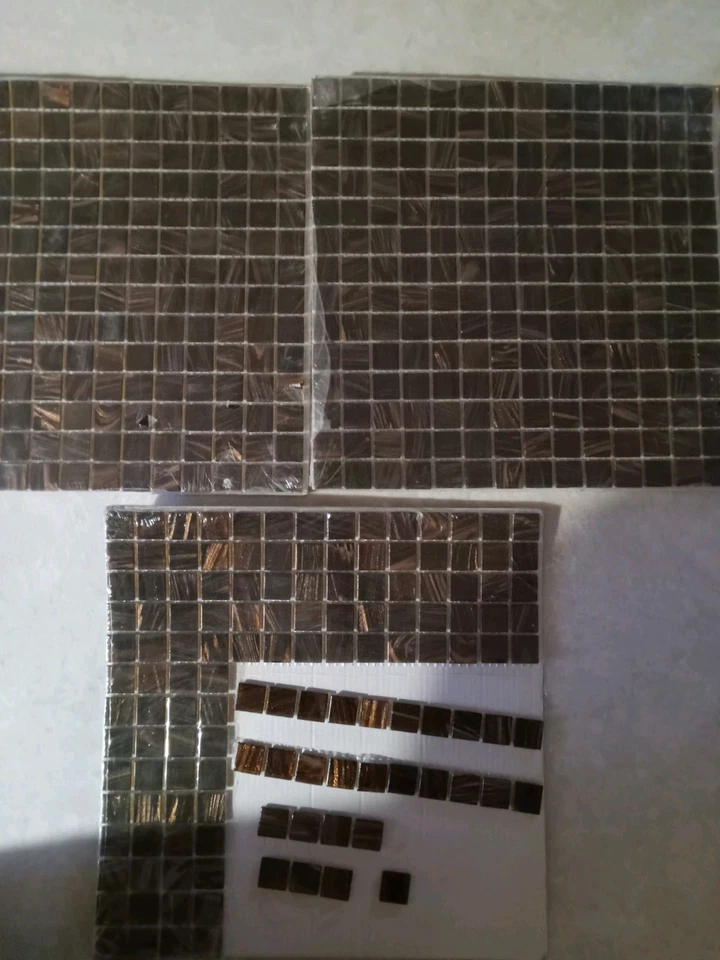 Telhas cerâmicas de parede 3/4" 2 1/2 12x12" folhas listras de cobre marrom brilho - Imagem 2 de 4