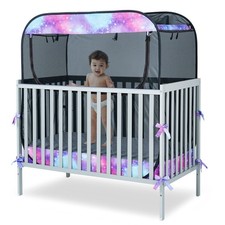 Porayhut Portable Baby Crib Net Safety Mesh Tent,Pop up Infant Mosquito Black