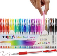 24-Pack Color Gel Pens - Ideal for Drawing, Scrapbooking, and Crafting