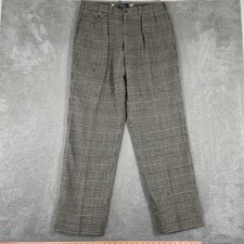 Vintage Polo Ralph Lauren Wool Blend Houndstooth Pants Mens 34x34 Plaid Made USA