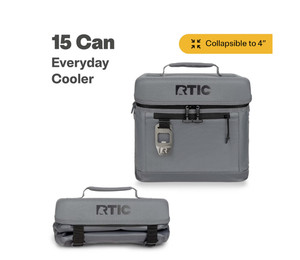 RTIC 15 Can Everyday Soft Cooler, 16 qt Collapsible with Bottle Opener, Smoke