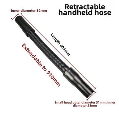 Extendable PE Vacuum Hose 32mm x 405-910mm for Domestic Handheld Vacuums