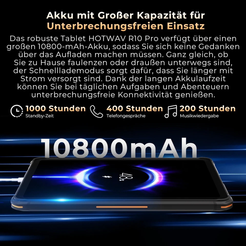 HOTWAV R10 Pro Outdoor Tablet 10800mAh 20GB+256GB Waterproof Tablet ohne vertrag - Bild 4 von 4