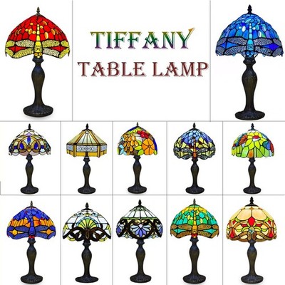 Tiffany Stil Tischlampe Handarbeit Kunst Nachttischlampe Schreibtischlampen Buntglas