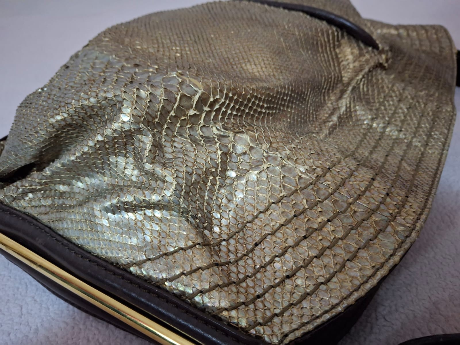 Jimmy Choo Gold-Multi Python with Brown leather t… - image 4