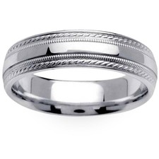 6mm Men's Wedding Band 10K White Gold