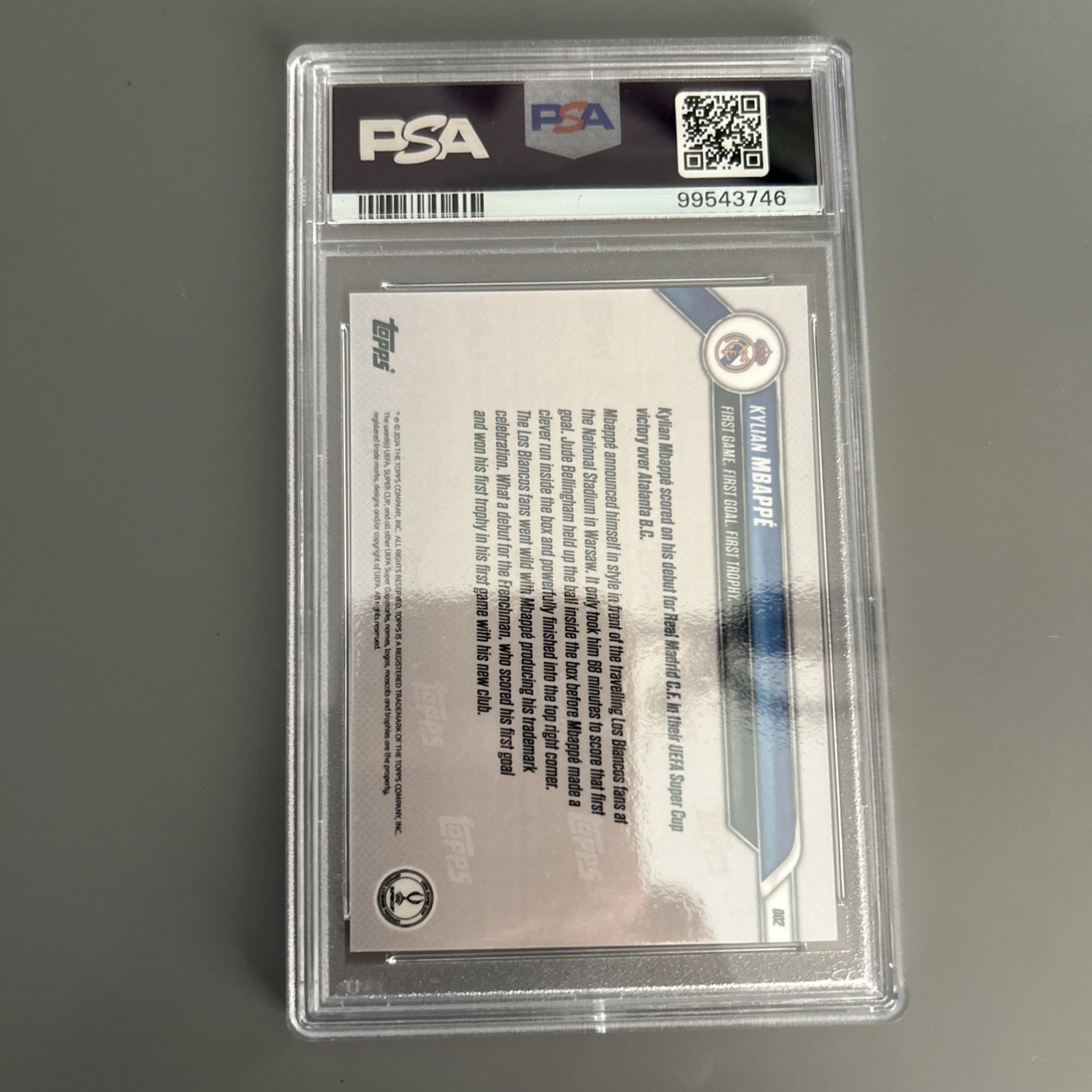 2024-25 Topps Now UCL Kylian Mbappe #2 PSA 10 GEM MINT view 2