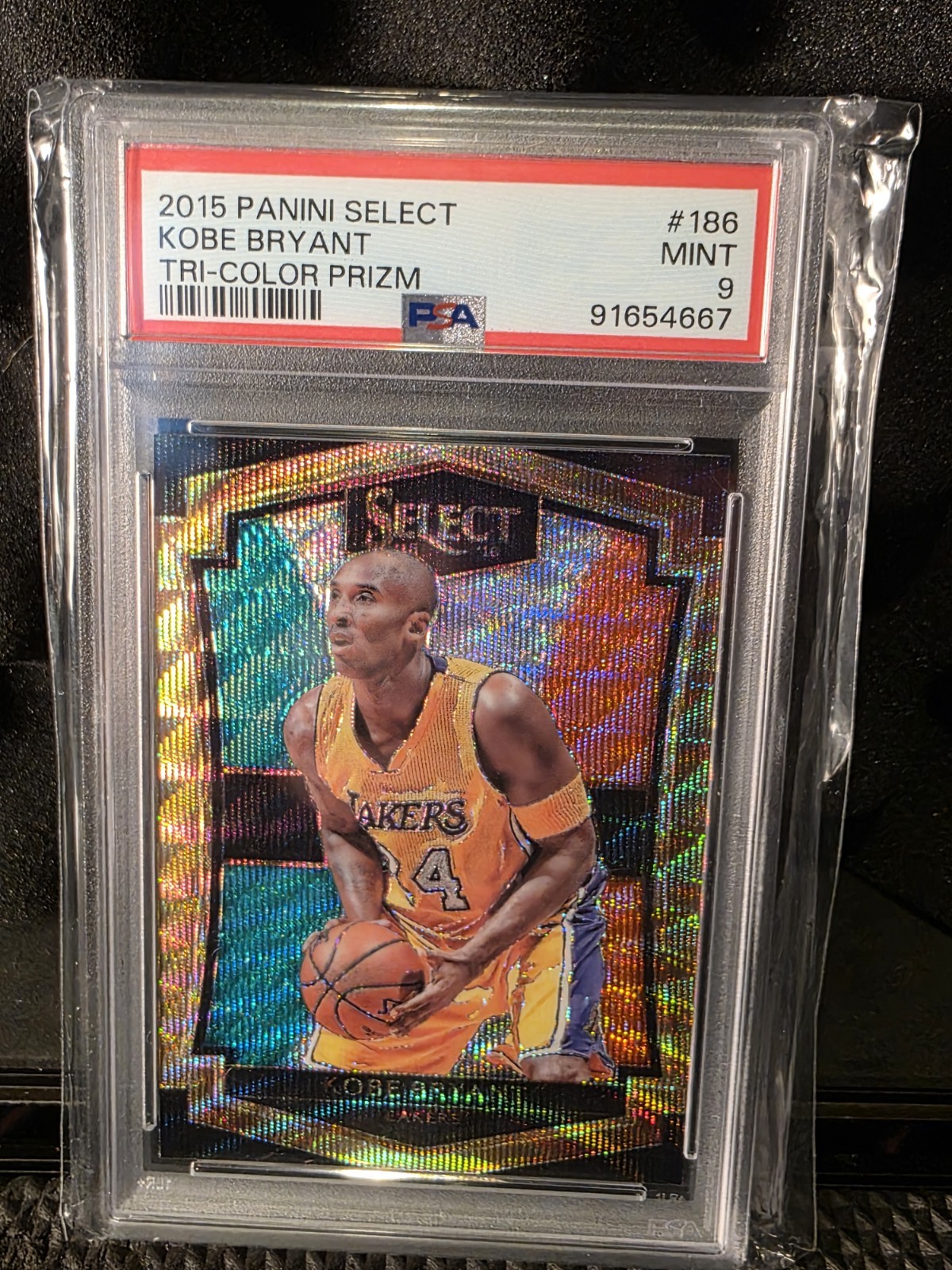 2015 Panini Select Premier Level Kobe Bryant #186 Tri-Color Prizm PSA 9 POP 28
