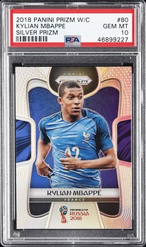 2018 PANINI PRIZM WORLD CUP SILVER PRIZM #80 KYLIAN MBAPPE PSA 10
