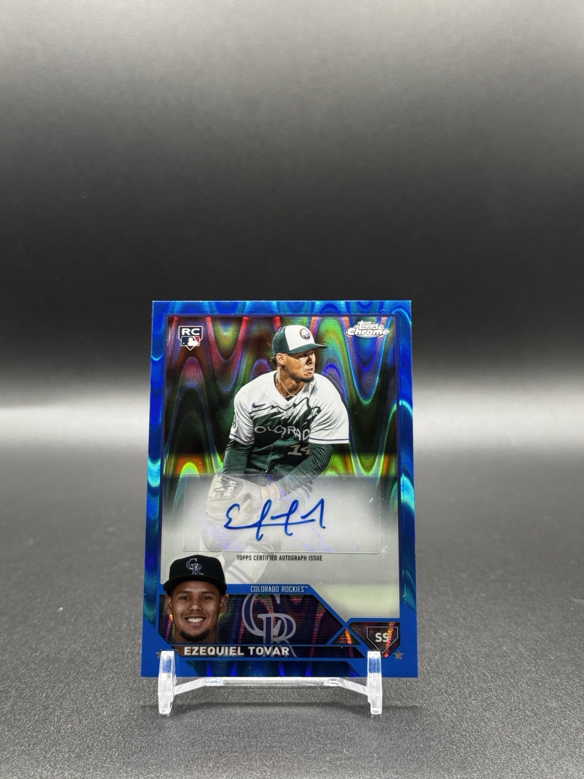 2023 Topps Chrome Update Autographs Blue RayWave Ezequiel Tovar RC Auto /150