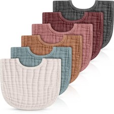 Frienda 6 Pcs Muslin Bibs Burp Cloths for Baby, Teething Bandana, 6 Absorbent La