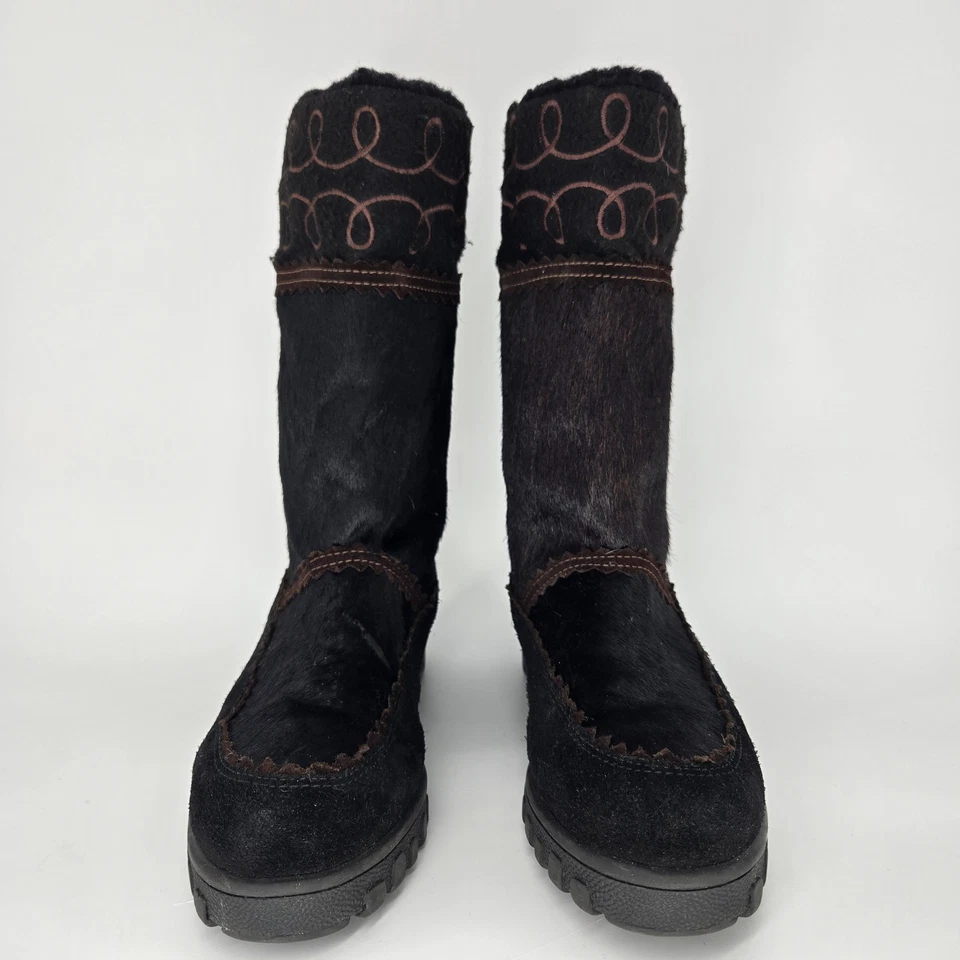 Goat Fur Winter Boots Vtg Khombu Chocolate Brown 8M Apres Ski Yeti Tecnica Dupe - Image 2 of 4