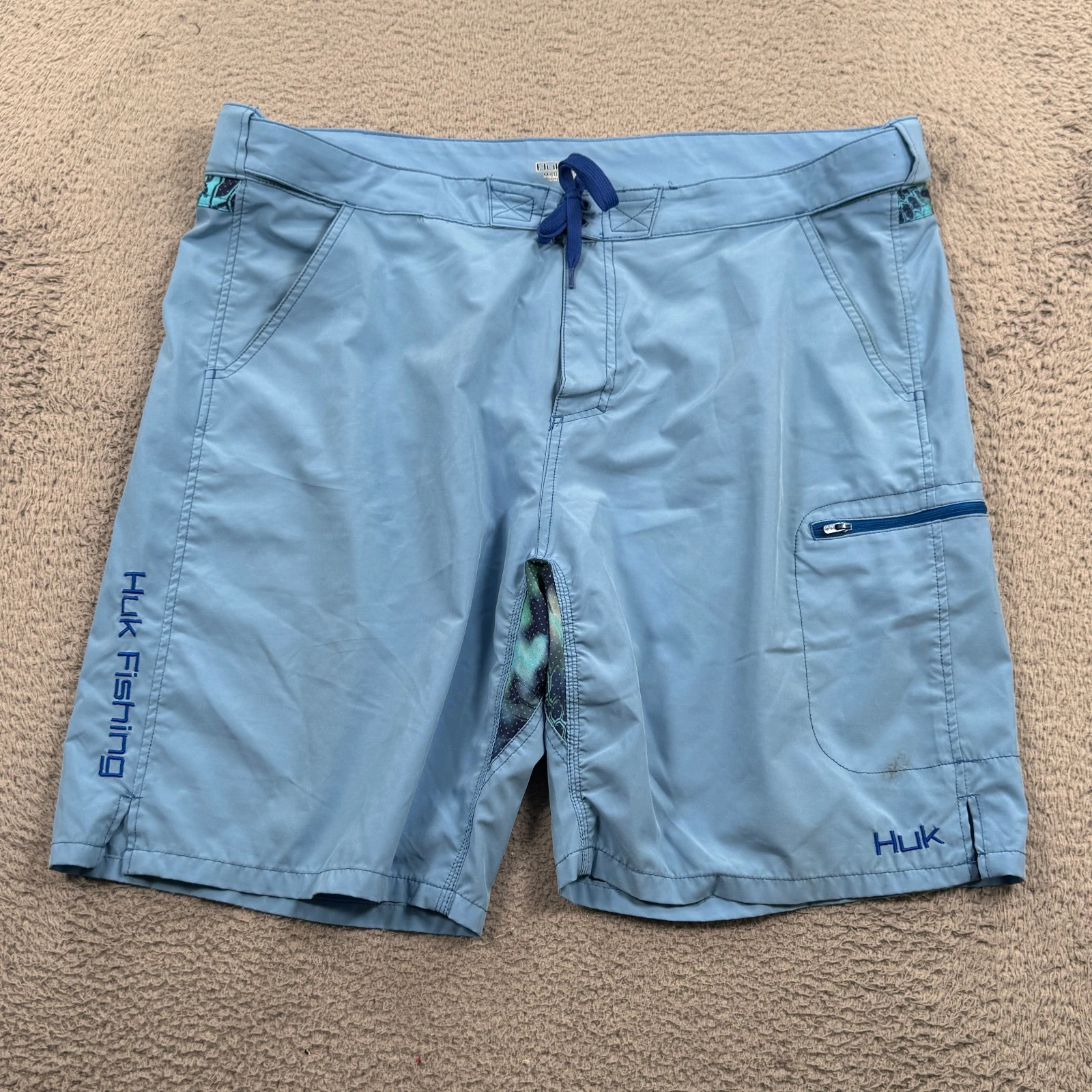 Huk Fishing Shorts Mens 3XL Blue Performance Stretch Outdoor Quick Dry Pockets