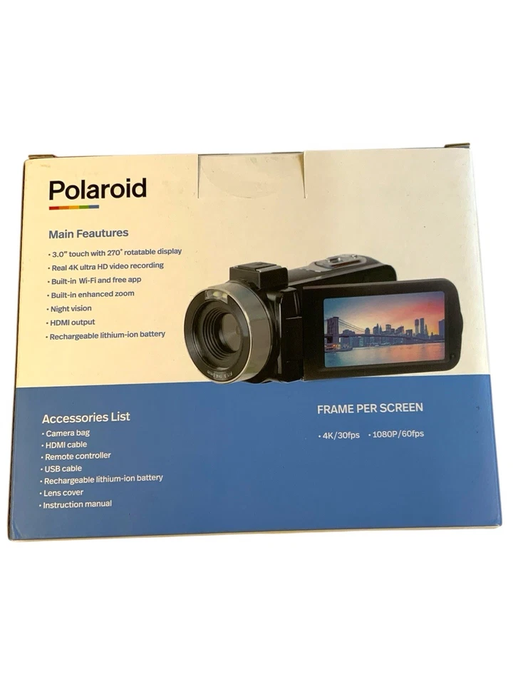Polaroid 4K Camcorder 18X Zoom Touchscreen Wi-Fi Black NEW Sealed NIB - Image 4 of 4