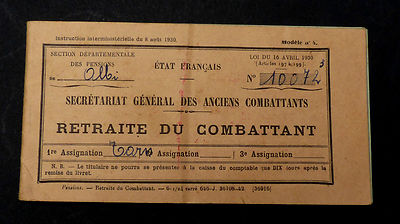 Carnet des tickets Retraite du Combattant. Tarn. 1943 | eBay