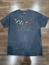 GM General Motors Corvette Flags T-Shirt Gray Large Cars Automotive Racing