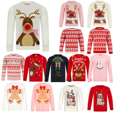 Frohe Weihnachten Mädchen Weihnachtspullover Santa Rentier Mops Einhorn Pailletten Pullover Top