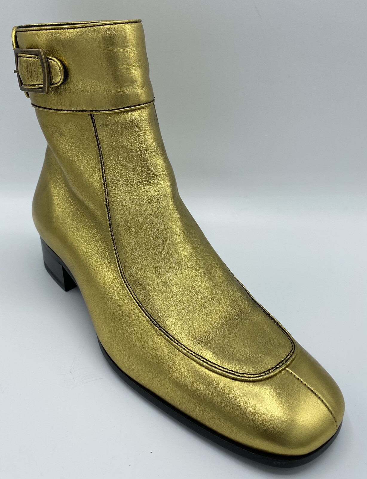 Stivali Saint Laurent in pelle oro con zip $1.300 taglia US 9 5 Made in Italy