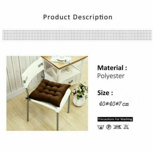 Square Chair Pad Seat Cushion Home Office Indoor Outdoor Sofa Buttocks Cushion - Picture 8 of 30