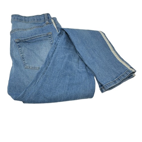 TOPMAN Womens Light Wash Ecru Side Taping Jeans Button Fly Stretch 32 x 30 - Picture 10 of 14