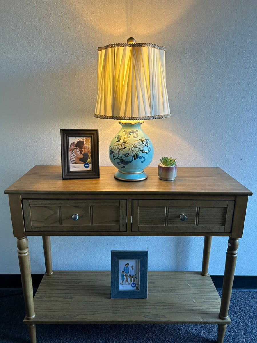陶磁器テ−ブルランプ Ceramic Table Lamp Flowers Blue H22*W13 Inches | eBay