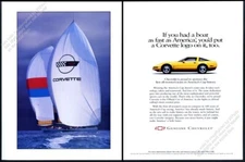 1995 Chevrolet Corvette yellow car America 3 cup yacht photo vintage print ad