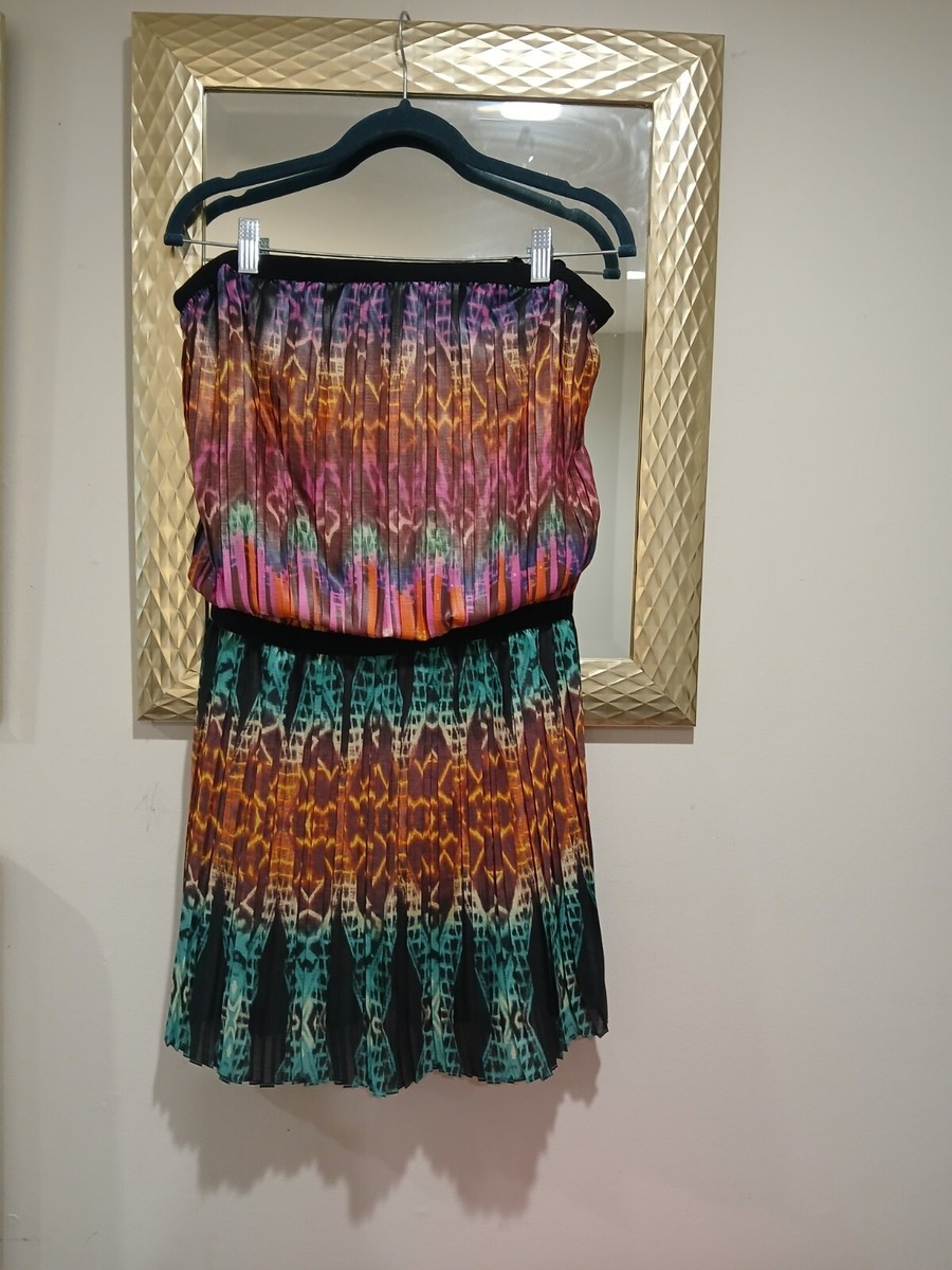 BCBG Max Azria Colorful Drop Waist Strapless Minin Dress - Size M | eBay