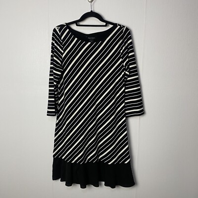 white house black market striped dress White House Black Market Black & White Striped Long Sleeved Dress main image 0