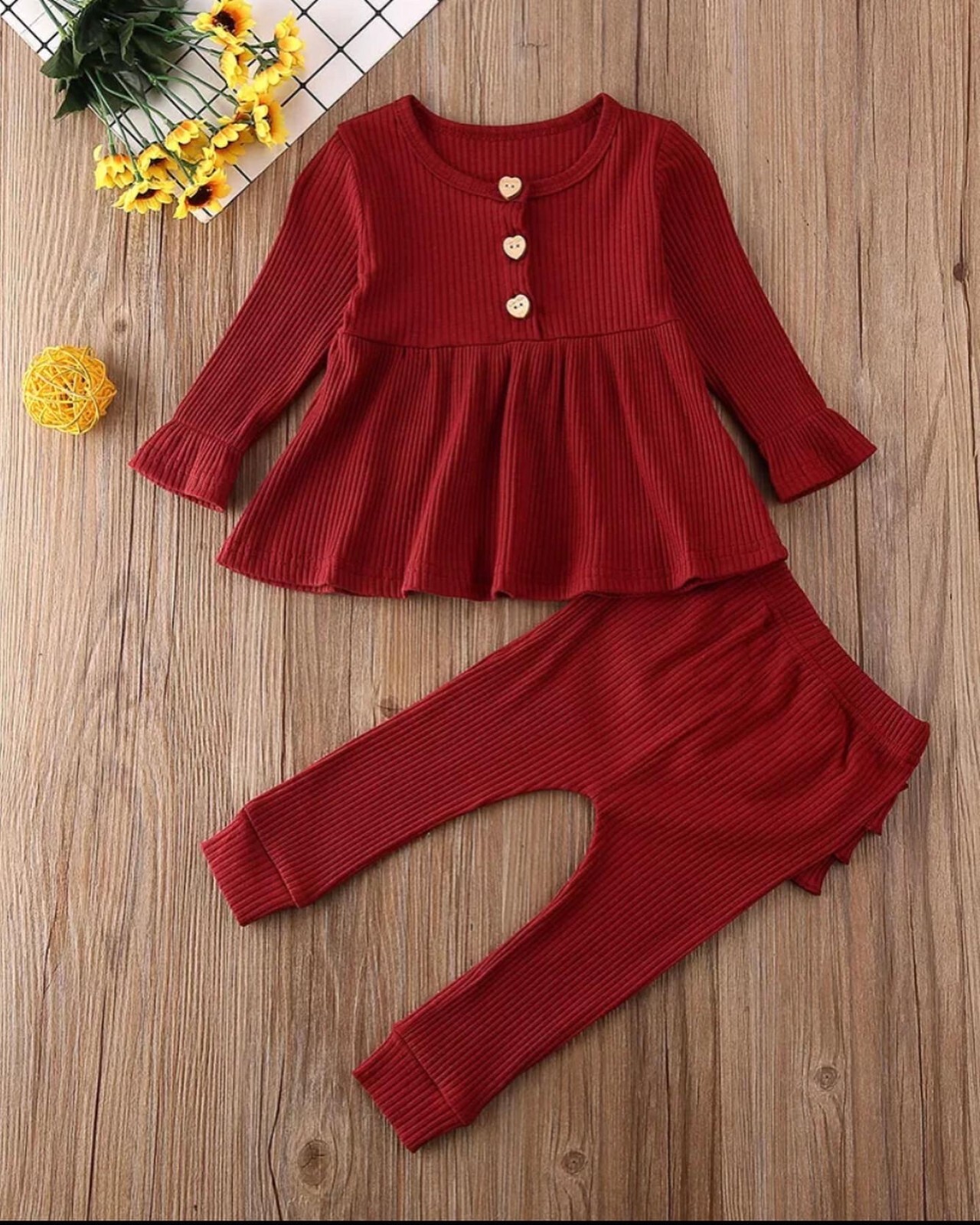 NEW Toddler Girl Red Ruffle Long Sleeve Outfit, Baby, Ruffle Butt, 12M