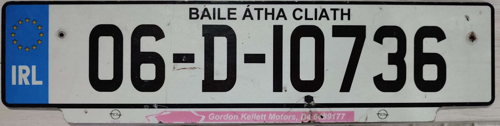 Republic of Ireland license plate - Baile Átha Cliath (en. Dublin) - opel logo
