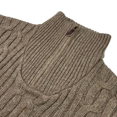 C. Comberti Men's 1/4 Zip Mock Neck Cable-Knit Pullover Sweater Beige   XL | 54