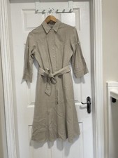 Stylish Midi Linen Ladies Dress - Vintage Style - M