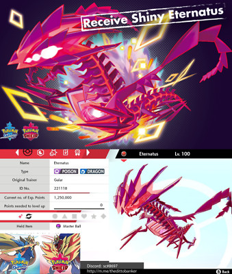 Pokemon Sword/Shield  2022 SHINY ETERNATUS Evenț Ver. 6IV DIG. SEND SEE DESC 