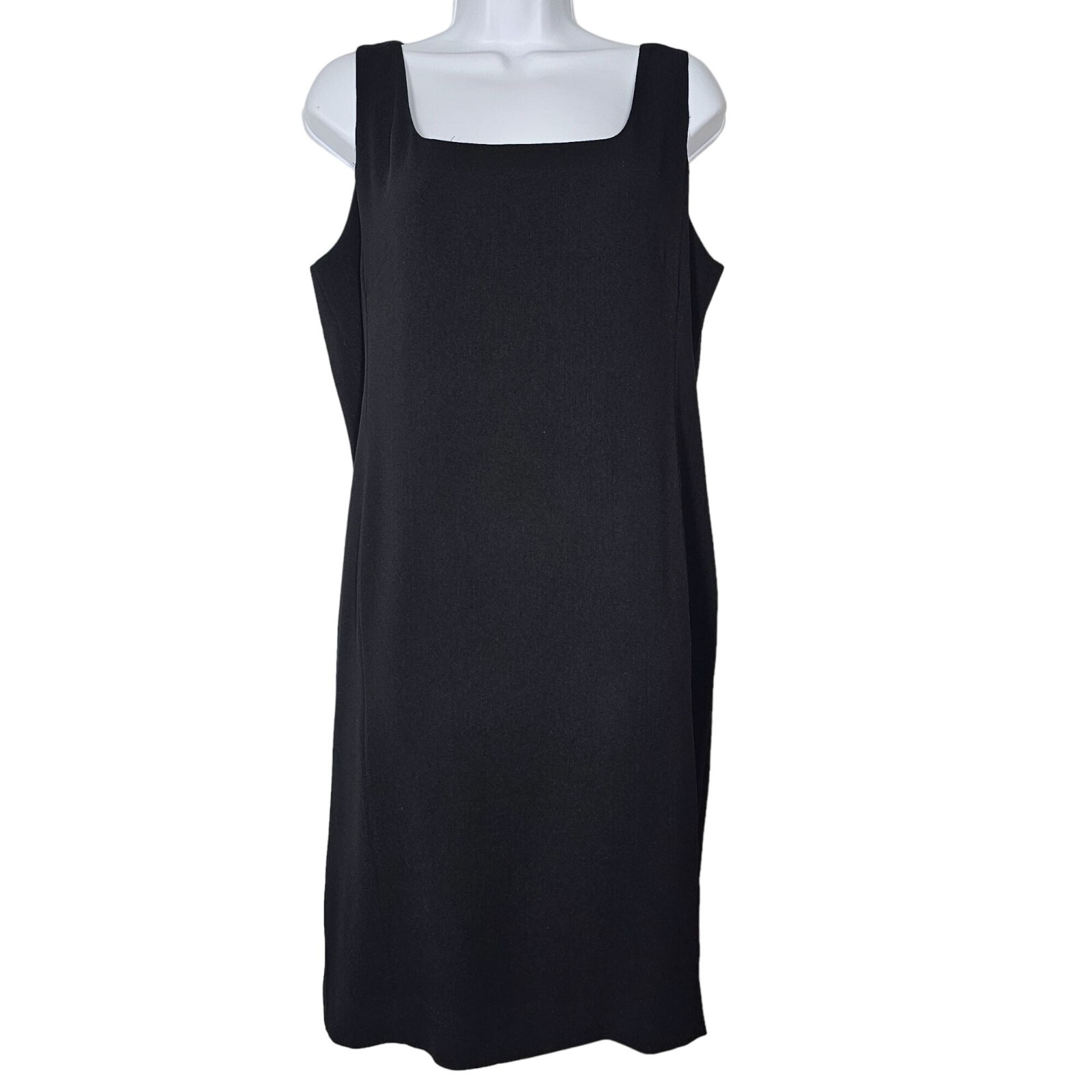 Emanuel Ungaro Knee Length Sleeveless Square Neck Sheath Dress Black Women 14/48