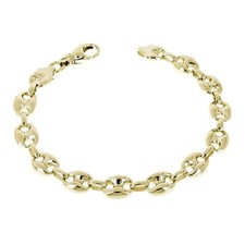 14k Yellow Gold Solid Puffy Mariner Chain Bracelet 7.5" 10.7mm 46.6 grams
