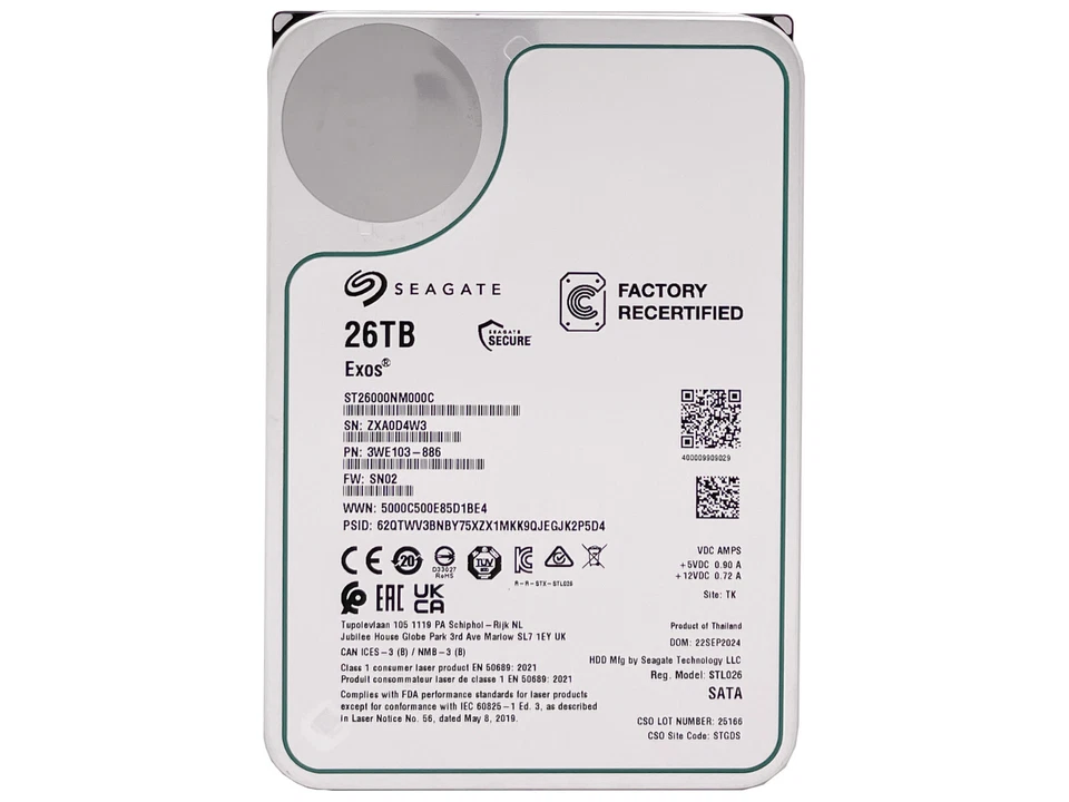 Seagate Exos ST26000NM000C 26TB CMR 7200RPM SATA6Gb/s 3.5" Enterprise Hard Drive - Image 2 of 4