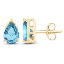 3Ct Pear Cut Lab Created Aquamarine Women's Stud Earrings 14K Yellow Gold Plated