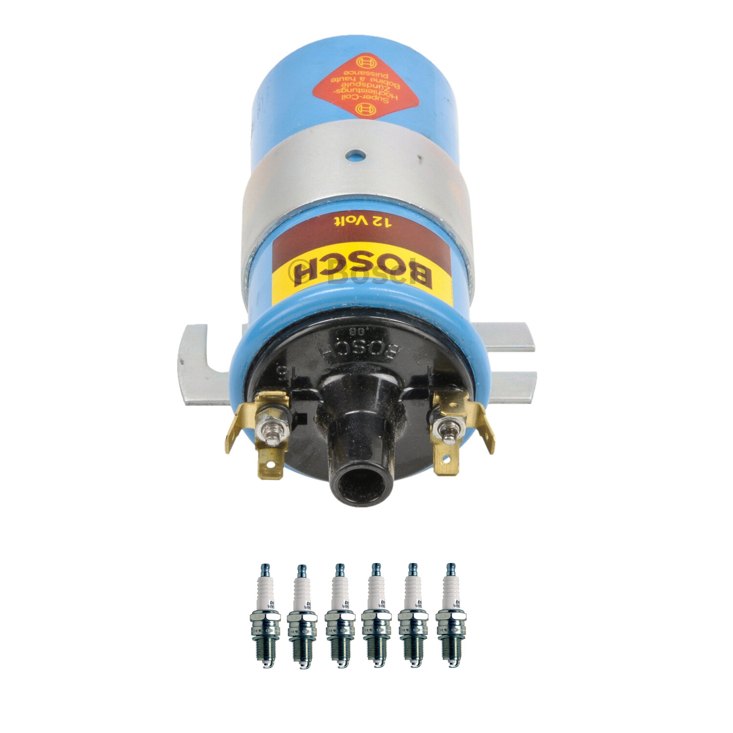 Bosch 1 Ignition Coil Denso 6 U-Groove Spark Plug Kit For XJ6 TR6 J10 CJ5 E32 L6