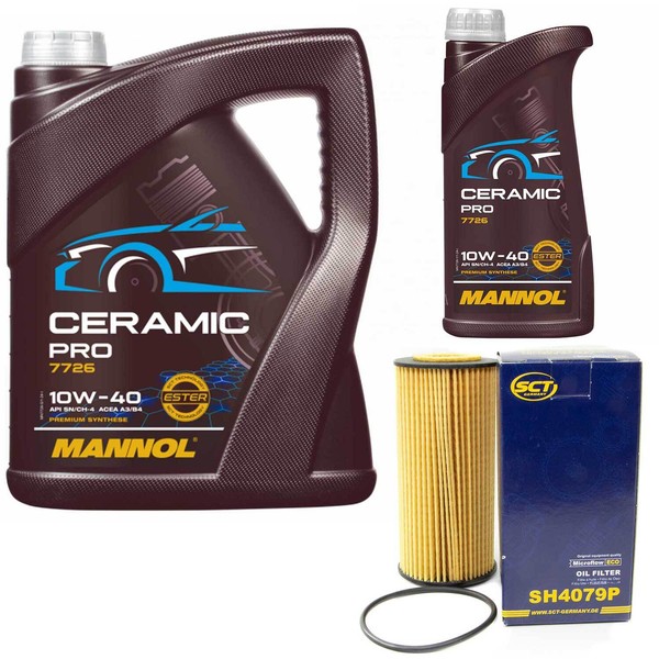 MotoröL Set Mannol 10W-40 Ceramic Pro 6 Liter + ÖLfilter FüR Audi A3 A1 Q3 TT-image