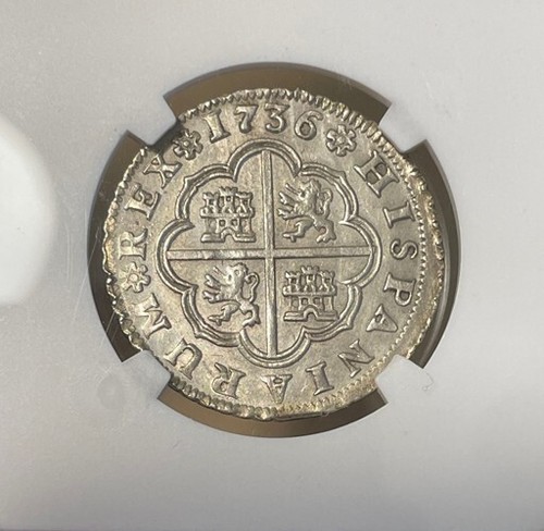 Spain - 1736S AP Silver 2 Reales (NGC Unc Details Cleaned) - Picture 3 of 4