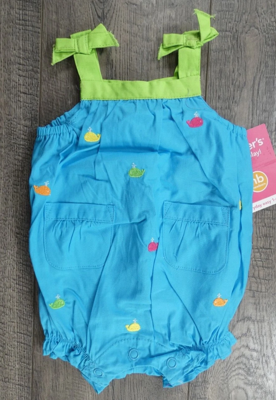 Baby Girl Clothes New Vintage Carter's Newborn Whale Romper Outfit