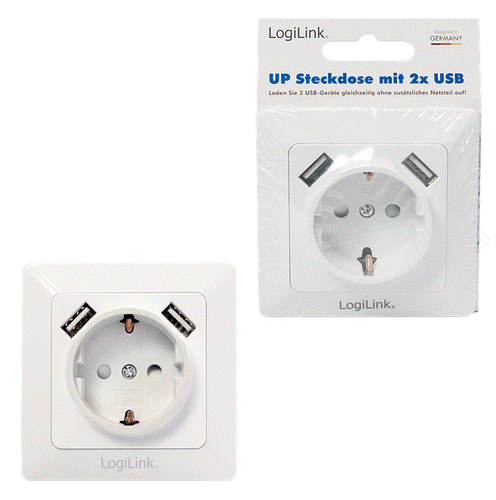 USB Wand Steckdose unterputz Schutzkontakt 2 x 2,1 A USB Ladefunktion LogiLink - Bild 8 von 8