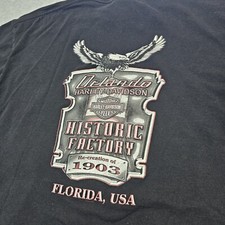 Harley Davidson Biker Black T-Shirt Mens Size XXL Orlando FL Historic Factory