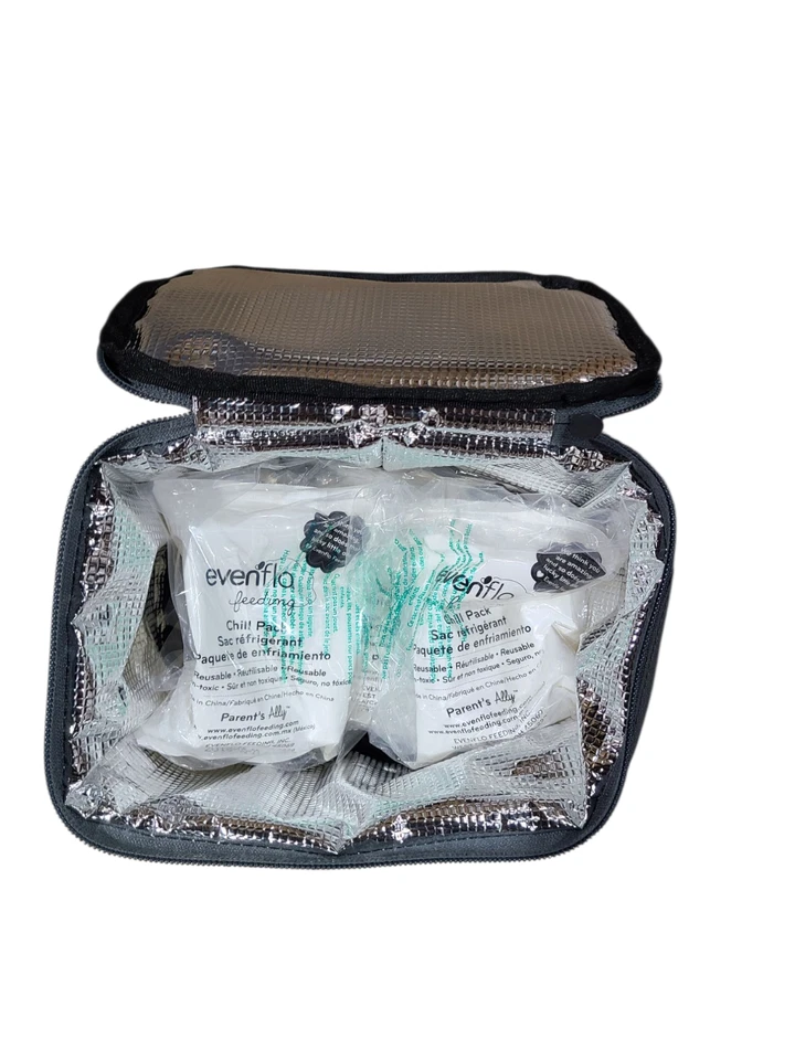 Evenflo Bolsas Aisladas Y 3 Bolsas De Hielo Botella De Leche Enfriador De Viaje Congelador Gris Foto 3 de 4