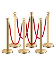VEVOR Poteau de guidage barrière de sécurité 6 pcs dorés avec 4 cordes velours