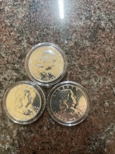 Uncirculated /Proof Like 1961, 1962, 1963 Philadelphia Mint Silver Franklin Half